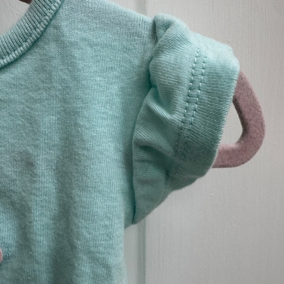 Carter’s 12M Girls Blue & White Mouse with Flower Shirt Sleeve Onesie Bodysuit - Picture 4 of 6